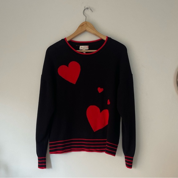 Marled Reunited Clothing Heart Print Round Neck Long Sleeve Sweater - Picture 10 of 10